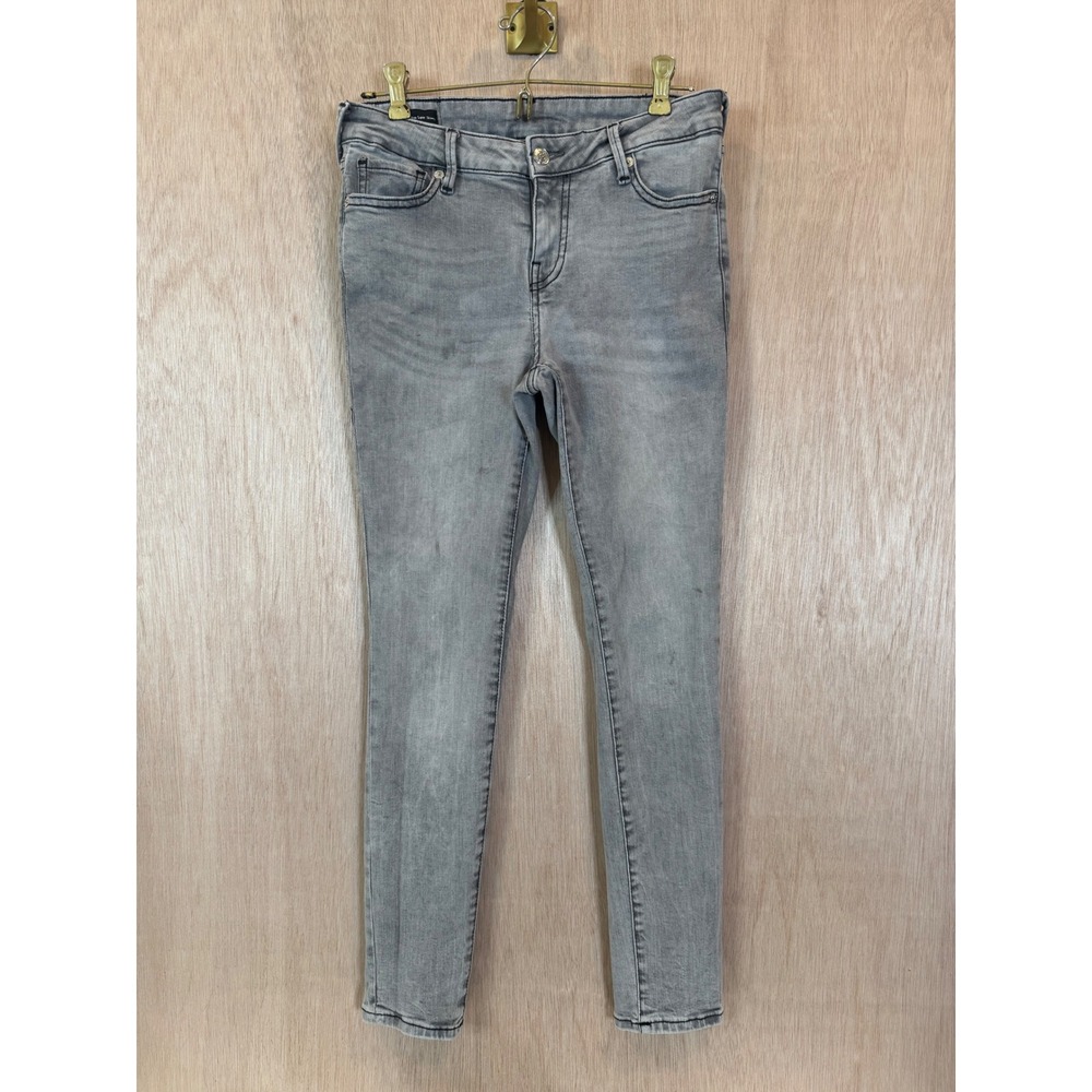 True Religion Halle High Rise Super Skinny Grey Jeans Unique Stitching Size 28